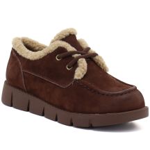 Brown leather shoes lined with sheepskin, Vinceza FIO27-67022
