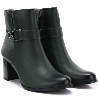 9. Women's insulated ankle boots with a heel, green M.Daszyński SA125-32