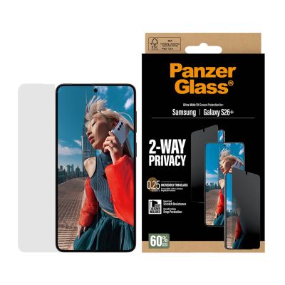 2. PanzerGlass ® 2-Way Privacy Screen Protector Samsung Galaxy S26+ | Ultra-Wide Fit w. EasyAligner Clear Screen Protection 1 pc.