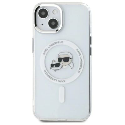 3. Karl Lagerfeld IML Metal Karl&Choupette Head MagSafe iPhone 14 Case - White