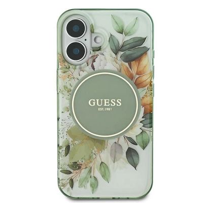 3. Guess IML Flower & Tonal Circle MagSafe case for iPhone 16 - green