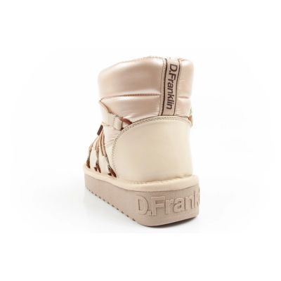 5. D.Franklin women's winter snow boots, fashionable insulated gold ankle boots