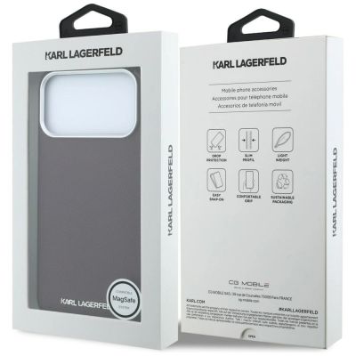 8. Karl Lagerfeld Grained Elongated Logo MagSafe case for iPhone 17 Pro Max / 18 Pro Max - burgundy