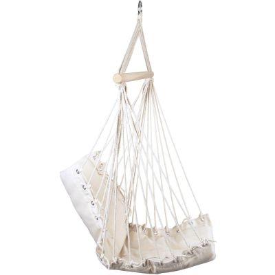 3. BRAZILIAN HAMMOCK HANGING CHAIR 100x50CM NATURA WITH SEWN-IN CUSHION WHITE