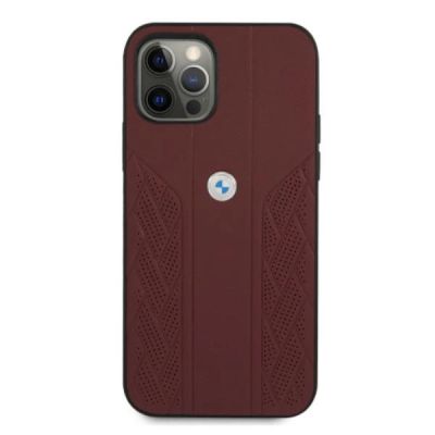 3. BMW Leather Curve Perforate Case for iPhone 12 / iPhone 12 Pro - Red