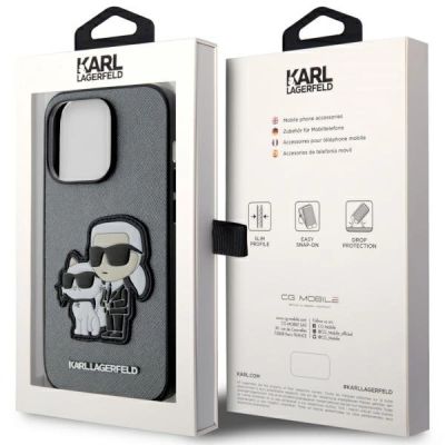 8. Karl Lagerfeld Saffiano Karl & Choupette case for iPhone 14 Pro 6 - silver