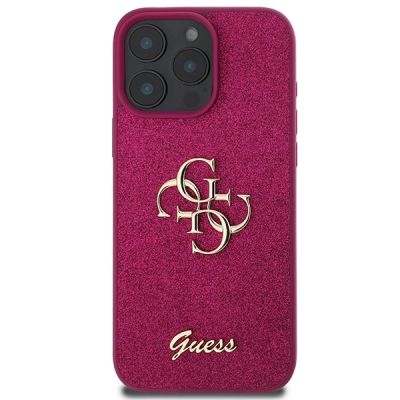 3. Guess Glitter Script Big 4G iPhone 16 Pro Case - Purple