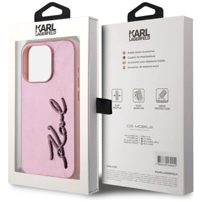 8. Karl Lagerfeld Wrinkled Metal Signature iPhone 15 Pro Max Case - Pink