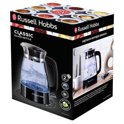 6. Russell Hobbs 26080-70 Electric Kettle 1.7L 2400W Black, Transparent