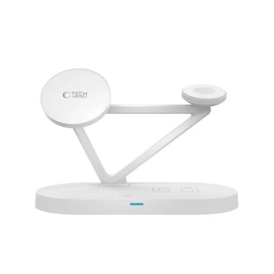 4. Tech-Protect QI15W-A41 3in1 Wireless Charger with MagSafe for Apple Devices - White