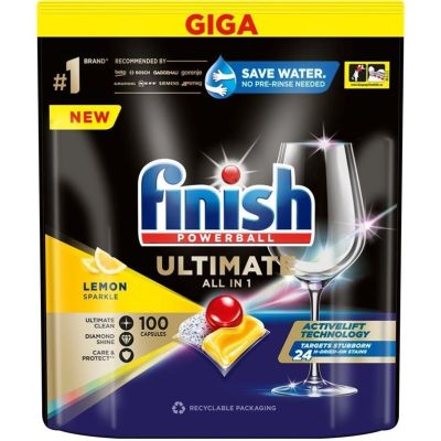 Finish Powerball Ultimate Deep Clean and Shine Lemon Dishwasher Tablets 100 Tablets