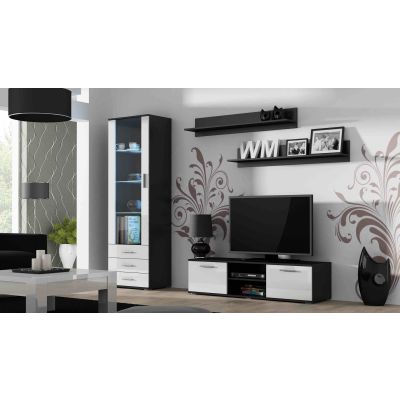 2. TV cabinet SOHO 140 black/white gloss