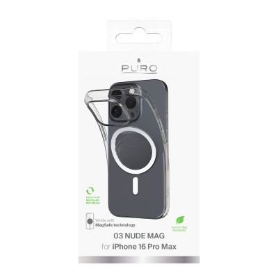 3. Puro 03 Mag MagSafe Silicone Case for iPhone 16 Pro Max - Transparent