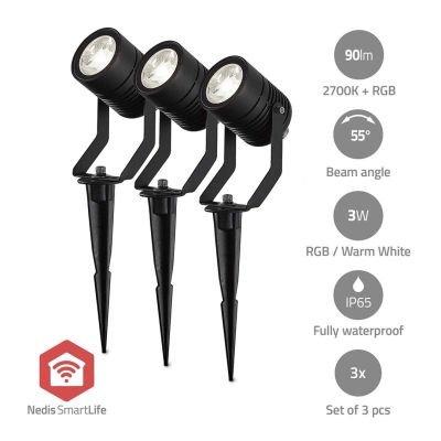 5. Nedis ZBLOS10RGBW3 Smartlife RGB Zigbee 3.0 3W 3-pack outdoor lamp