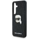 6. Karl Lagerfeld Leather Monogram Pin Logo Karl Head Samsung Galaxy S25 Case Black