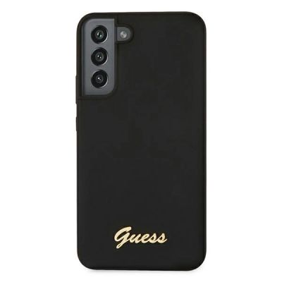 3. Guess Silicone Script Metal Logo Case for Samsung Galaxy S22+ - Black