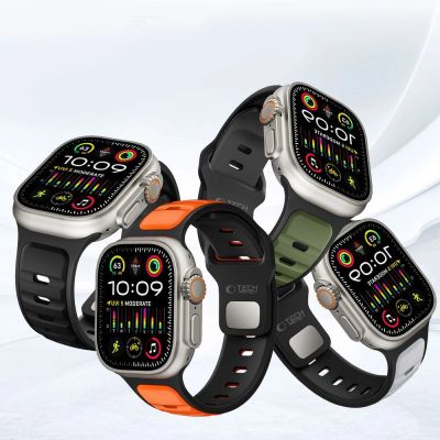 4. Tech-Protect IconBand Line Strap for Apple Watch 44 / 45 / 46 / 49 mm - Gray-Orange