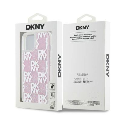 8. DKNY Liquid Glitter Multilogo case for iPhone 15 / 14 / 13 - pink