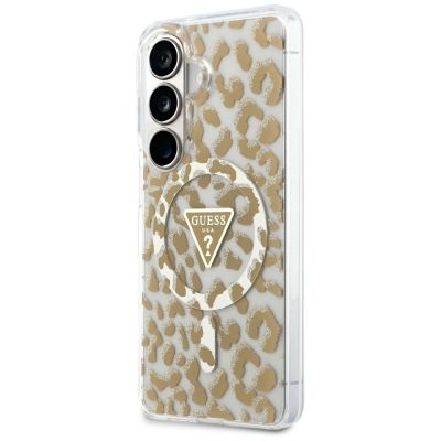 2. Guess IML Leopard Print Triangle MagSafe Case for Samsung Galaxy S26 - Brown