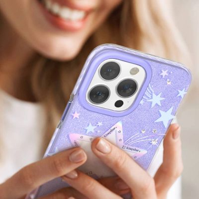 8. Kingxbar Heart Star Series case for iPhone 14 Plus purple star case