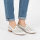 5. Women's leather openwork shoes, white Jezzi OL50-1
