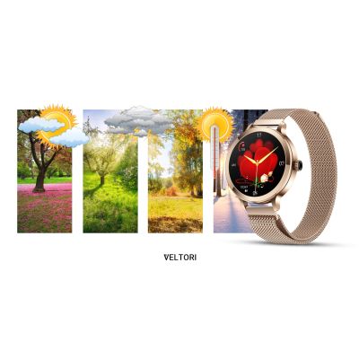 24. VELTORI VT340-1 Women's Smartwatch Gold Bracelet + Pink Silicone Strap