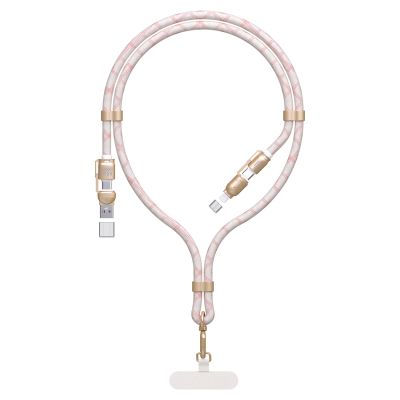 Dudao L20MAX 4in1 Cable / Lanyard USB-A / USB-C / Lightning PD QC 65W 1.5m - Pink