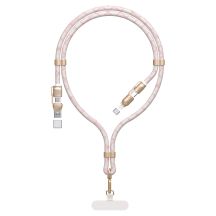 Dudao L20MAX 4in1 Cable / Lanyard USB-A / USB-C / Lightning PD QC 65W 1.5m - Pink