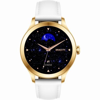 4. Smartwatch Gravity White Gold 2 Straps GT25-2 PRO
