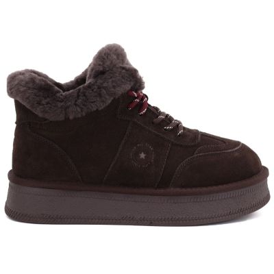 2. Women's leather suede platform ankle boots brown Big Star UU274312