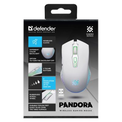 5. Defender Wireless Mouse Pandora GM-502 RF 3200DPI 7P White 52502