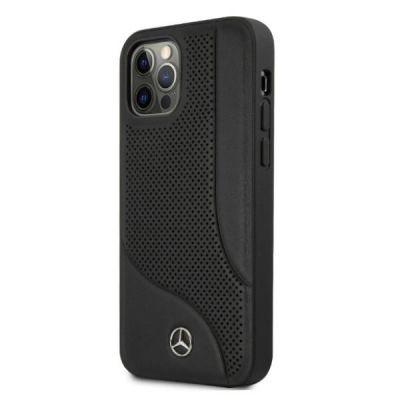 2. Mercedes Leather Perforated Area Case for iPhone 12 Pro Max - Black