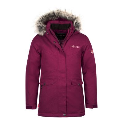 Trollkids Girls Oslo Coat XT winter jacket with hood, pink (180-229)