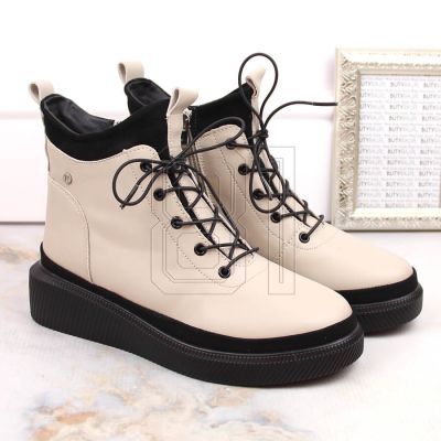 13. Filippo W PAW482 beige insulated leather platform ankle boots