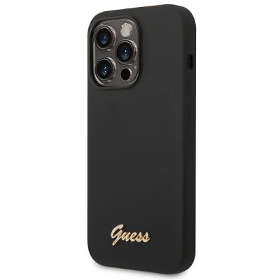 2. Guess Silicone Vintage Gold Logo iPhone 14 Pro Case - Black