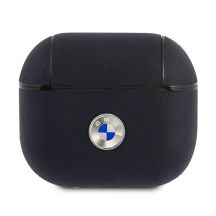BMW Genuine Leather Silver Logo Case for AirPods 3 - Navy Blue