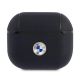 BMW Genuine Leather Silver Logo Case for AirPods 3 - Navy Blue