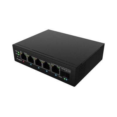 6. SWITCH LANBERG ILFE-4P-1GE-1S-90 LIGHT INDUSTRIAL POE 1XBT 3XAT SFP+ETH DIN FAST ETHERNET