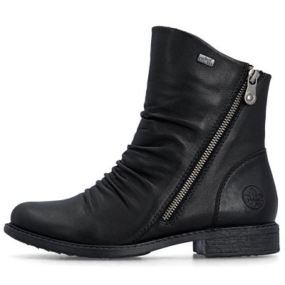 3. Rieker 74853-00 Waterproof Black Leather Ankle Boots for Women