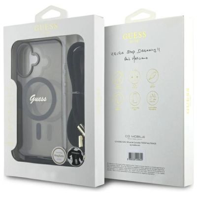 7. Guess Crossbody Cord Script MagSafe iPhone 16 Case - Black