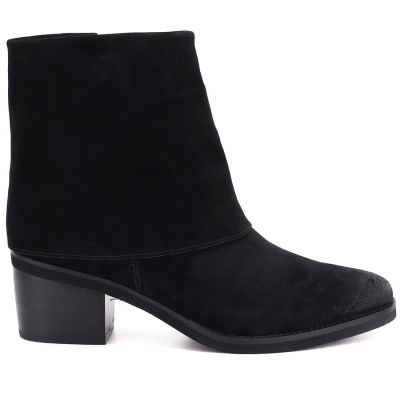 2. Women's leather cowboy boots with rolled-up upper, black Potocki JE19497