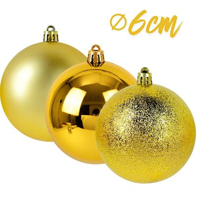 3. DECORATIVE PLASTIC BAUBLE SAFE 27 PCS diameter 6 cm GOLD MICA
