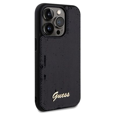 4. Guess Sequin Script Metal case for iPhone 14 Pro Max - black