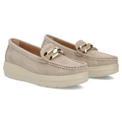 4. Beige leather wedge loafers Filippo DP7652
