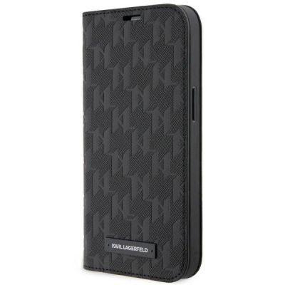 Karl Lagerfeld Saffiano Monogram Case for iPhone 13 / 14 / 15 - Black