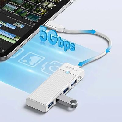 3. Orico PAPW4A-C3 USB Hub 4-port 4x USB-A 3.0 1 m - white