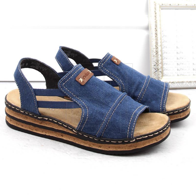6. Comfortable Rieker W RKR684 jeans platform sandals