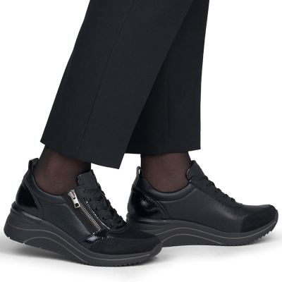 6. Women's wedge sneakers black Remonte Rieker D0T22-03