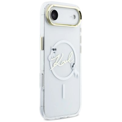 4. Karl Lagerfeld IML Choupettes Karl Script Logo MagSafe iPhone Air Case - Clear
