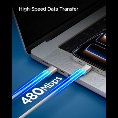 4. Spigen EB10010CCA Essential USB-C / USB-C 100W 100CM Cable - White